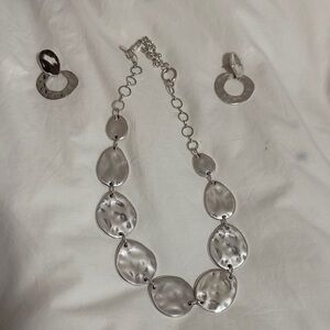 Chico's Silver Textured Necklace Set